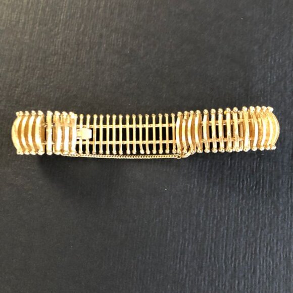 Trifari Modernist Picket Fence Bracelet Gold Tone Vintage - Picture 4 of 7